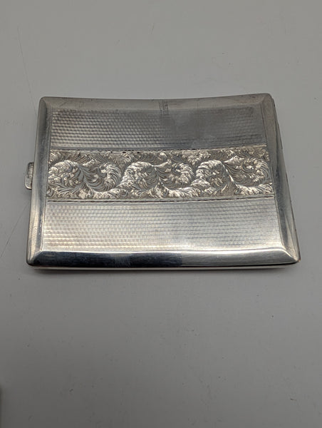 Vintage Cigarette Case. Japanese 950 Silver Toyokoki. Scrolling Leaves.