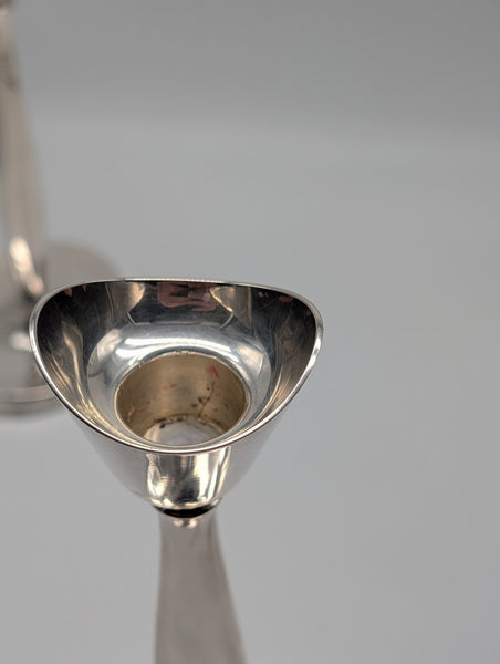 Pair Cohr Danish .826 Silver Candlesticks. Assay Mark for 1960. Mid Century