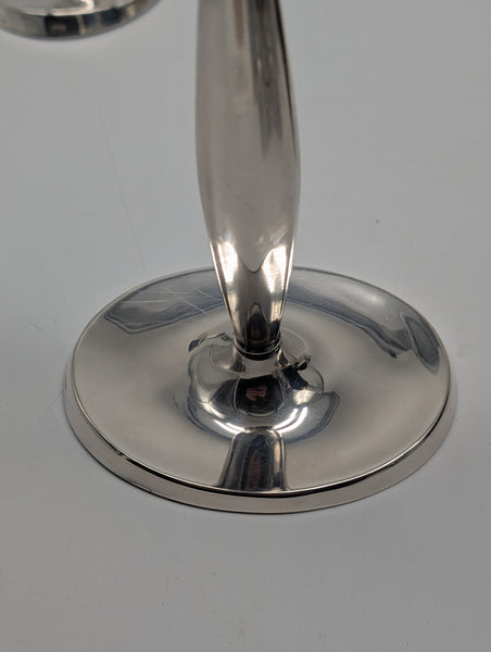 Pair Cohr Danish .826 Silver Candlesticks. Assay Mark for 1960. Mid Century