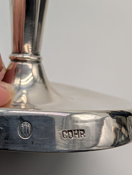 Pair Cohr Danish .826 Silver Candlesticks. Assay Mark for 1960. Mid Century