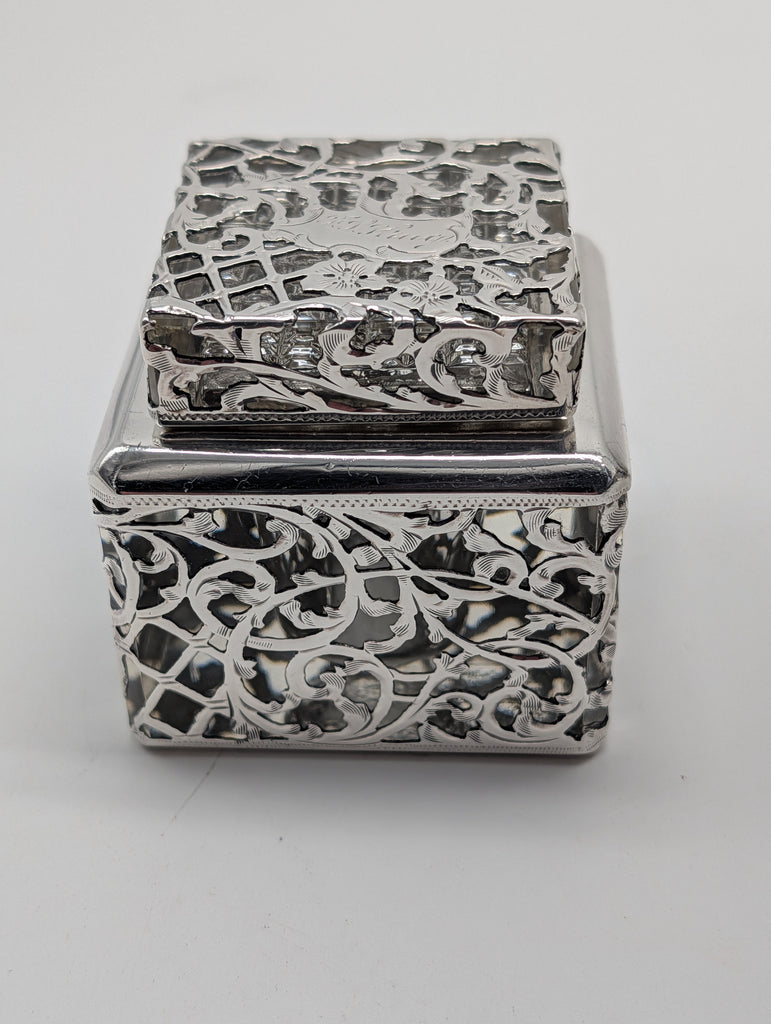 Antique Inkwell. Crystal Bottle with Sterling Silver Overlay. 2 1/4" 2 1/4"