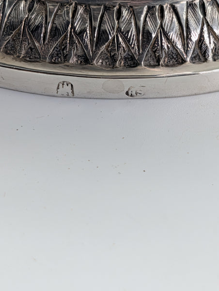 Large Creamer. Danish .826 Silver Copenhagen. Repousse Rose Floral. 19th C. 6" H