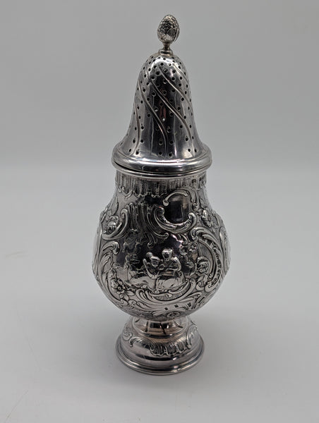 Muffineer Sugar Castor. English Sterling Silver Import from Germany. London 1899