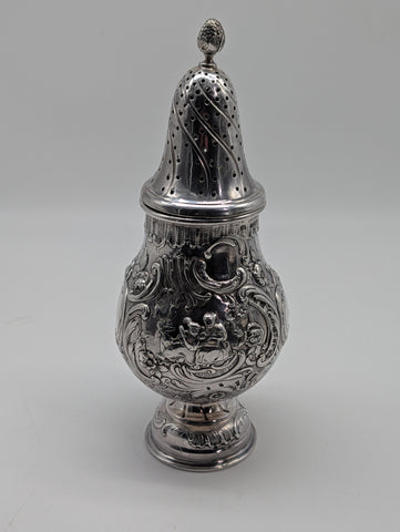 Muffineer Sugar Castor. English Sterling Silver Import from Germany. London 1899