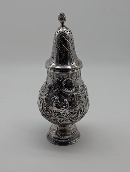 Muffineer Sugar Castor. English Sterling Silver Import from Germany. London 1899