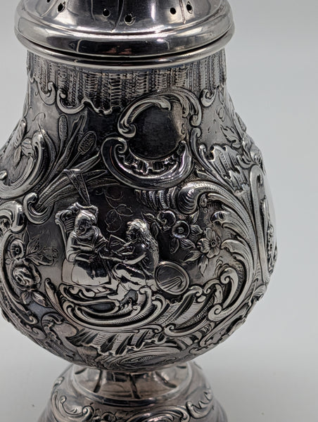 Muffineer Sugar Castor. English Sterling Silver Import from Germany. London 1899