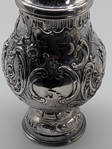 Muffineer Sugar Castor. English Sterling Silver Import from Germany. London 1899
