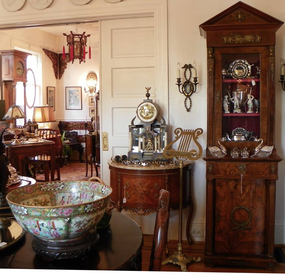 Seattle antique store Chinese porcelain, French furniture, antique clocks, lighting