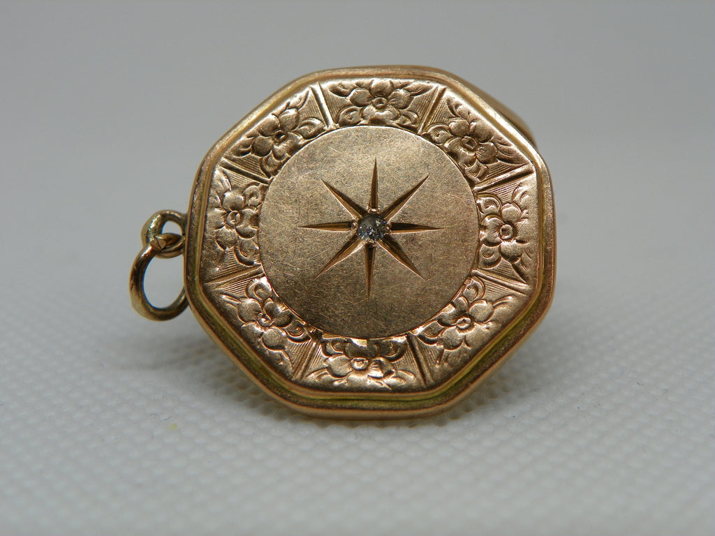 Victorian 10k and diamond locket pendant