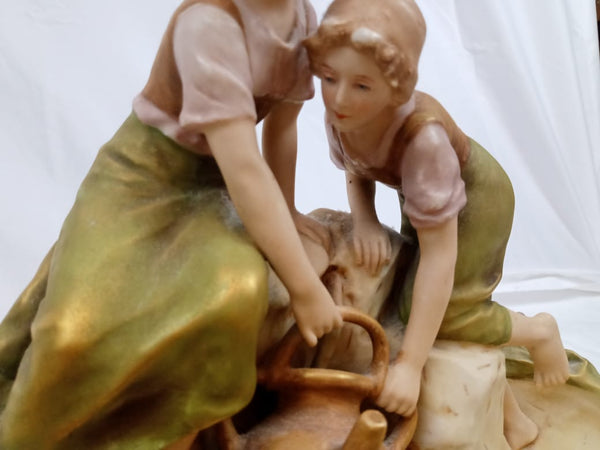 Royal Dux Art Nouveau Figurine of Women at a Well.