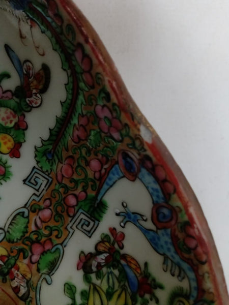 19th Century Chinese Rose Canton Double sided Gravy Boat with Underplate.