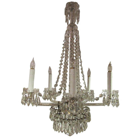 Large Unusual Crystal Chandelier, Early 20th Century