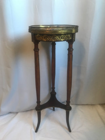 Plant Stand Pedestal. French Fruitwood Marble Top. 19th Century