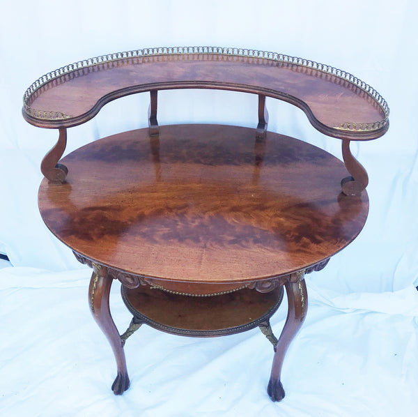 French Serving Table with Upper Shelf and Gallery. Circa 1900