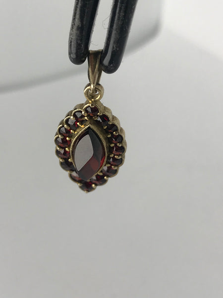 Pendant. Garnet Set in Gilded Sterling Silver. 1-1/4" Length