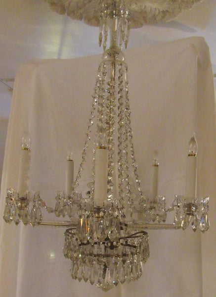 Large Unusual Crystal Chandelier, Early 20th Century