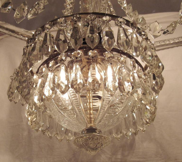 Large Unusual Crystal Chandelier, Early 20th Century