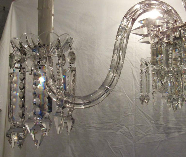 Large European Four-Light Crystal Chandelier, Early 20th Century