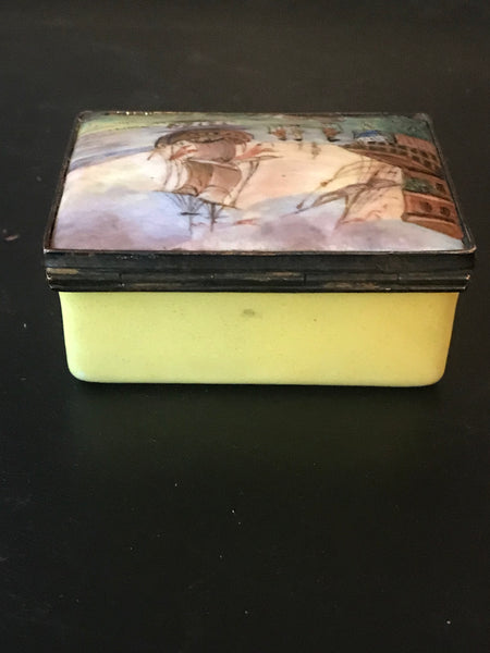 Battersea Enamel Box 18th Century. Ship Scene.