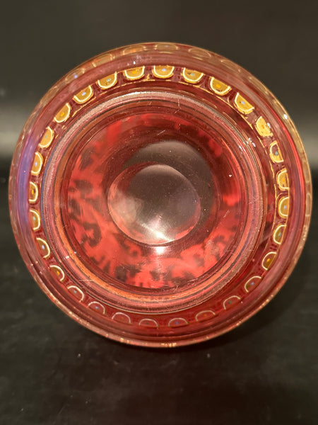 Moser Enameled Cranberry Glass Pitcher. Circa 1900. 6 1/4" H.