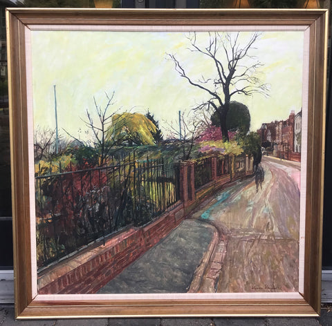 William Bowyer, England. Oil Painting on Canvas. Riverside Gardens. 35.5" x 35.5"