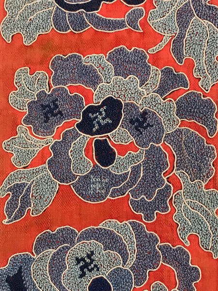 Pair of Chinese Embroidery Sleeves. Peking Knot Forbidden Stitch. Qing Dynasty