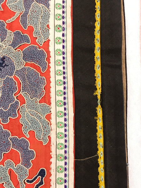 Pair of Chinese Embroidery Sleeves. Peking Knot Forbidden Stitch. Qing Dynasty