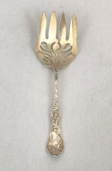 Meat Serving Fork. Blackinton Sterling Silver Thistle Pattern. 8"