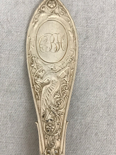 12 Teaspoons. Whiting Sterling Silver Arabesque pattern. Monogrammed. 5-5/8"