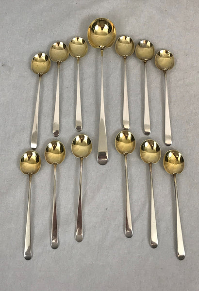 Sterling Silver Dessert or Ice Cream Set for Twelve. A. Hansen Maker's Mark.
