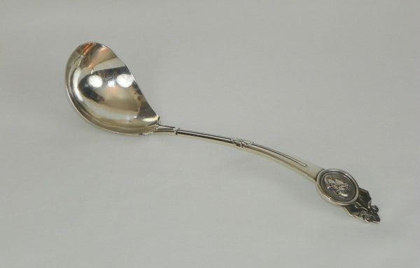 Large Gorham Sterling Silver Soup Ladle Medallion Pattern. Circa 1864.