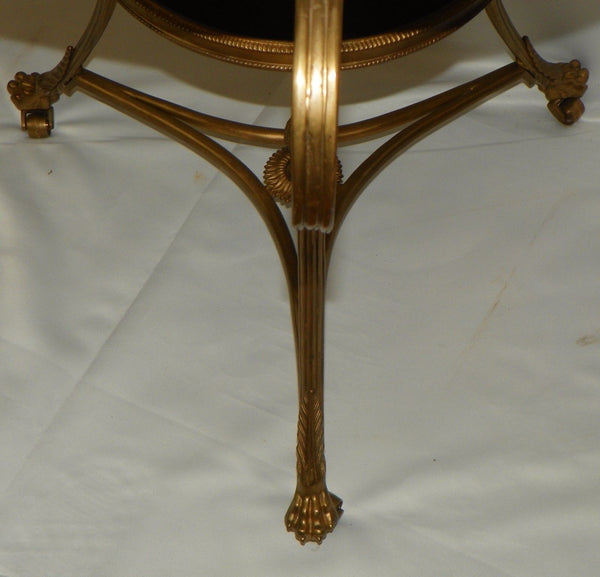 Modern Circular Side Table. Brass Frame with Granite Top. 20th Century