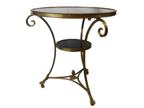 Circular side table brass marble 20th century